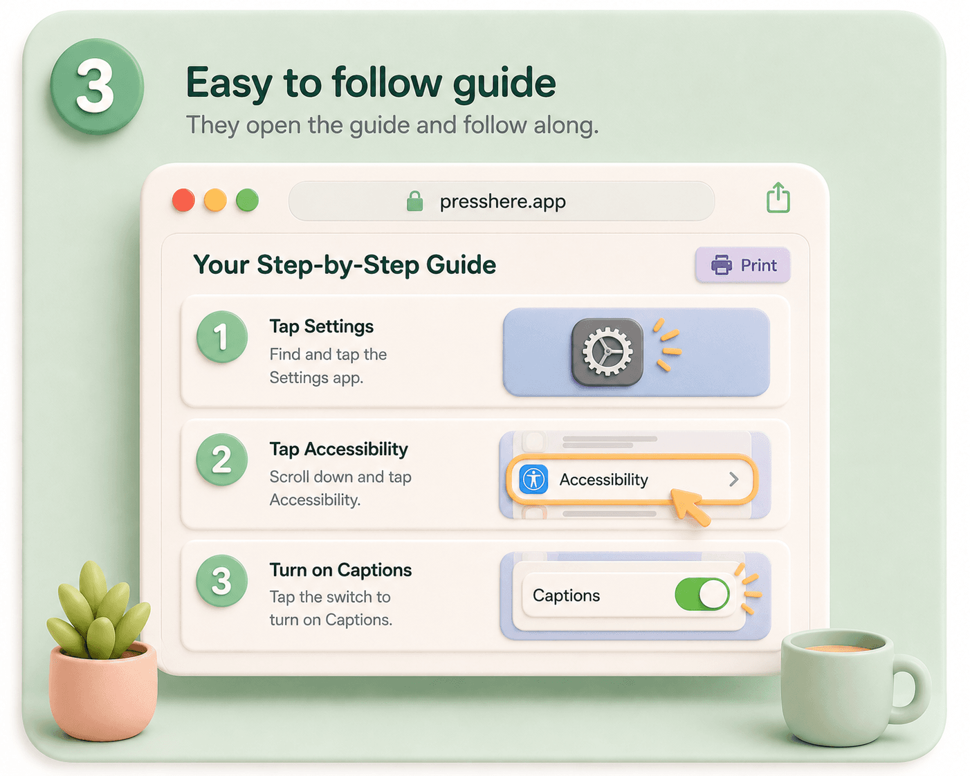 Step-by-step guide open in a browser with clear instructions